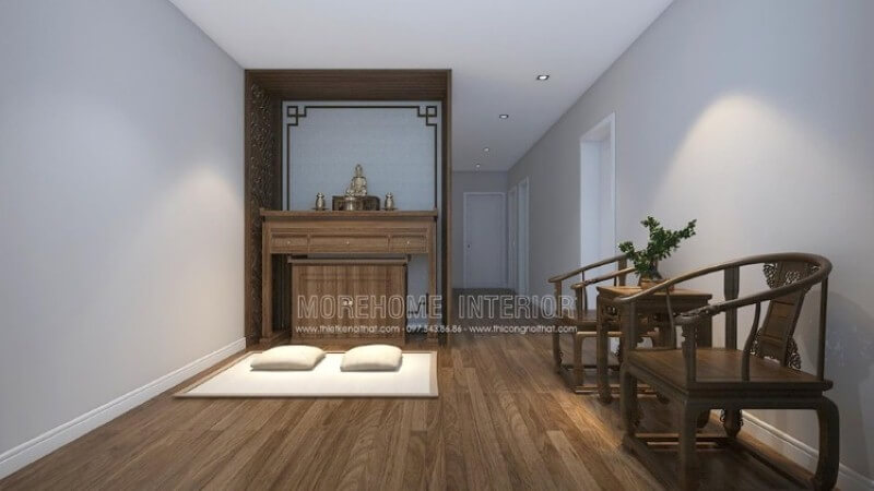 Trang trí phòng thờ đẹp với vách cnc khắc gỗ đẹp, sang trọng. Thiết kế nội thất chung cư