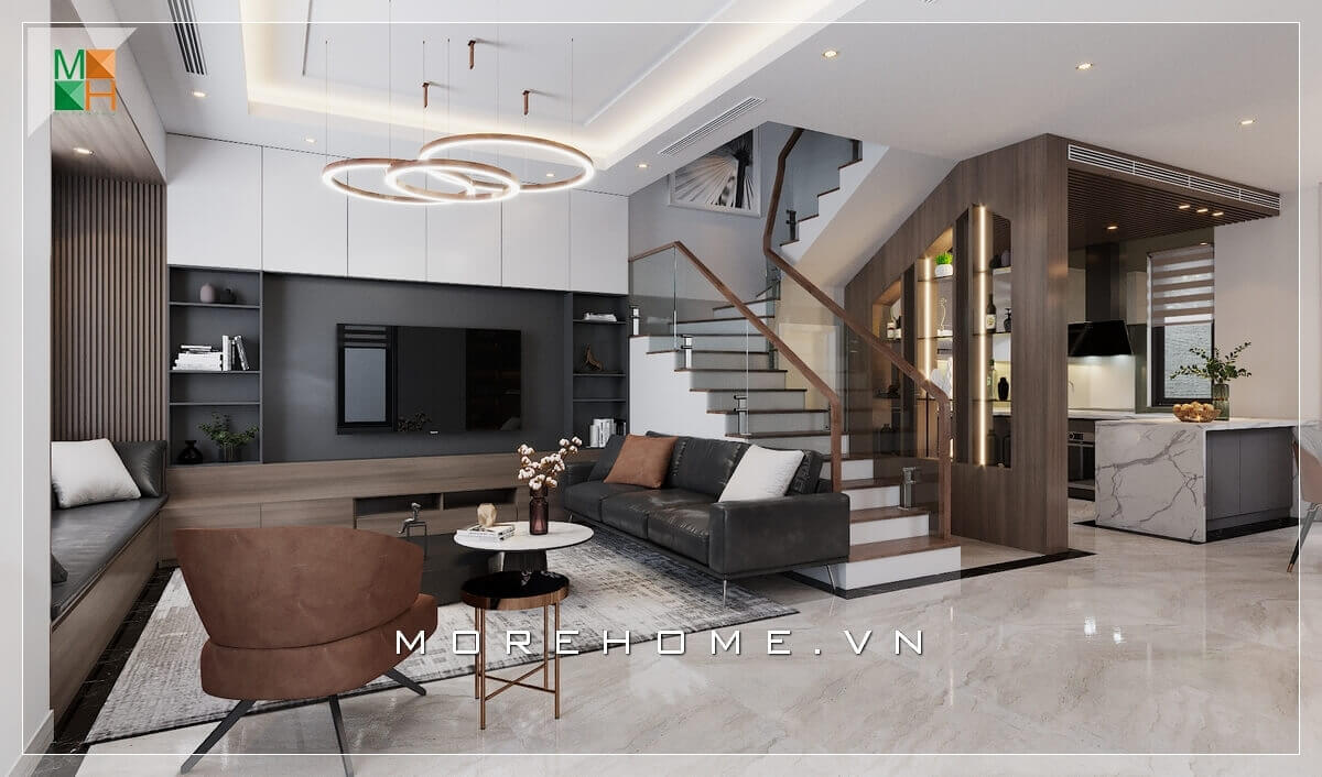 Bố trí nội thất phòng khách liền bếp đẹp cho biệt thự, nhà phố, căn hộ cao cấp. Thiết kế nội thất chung cư