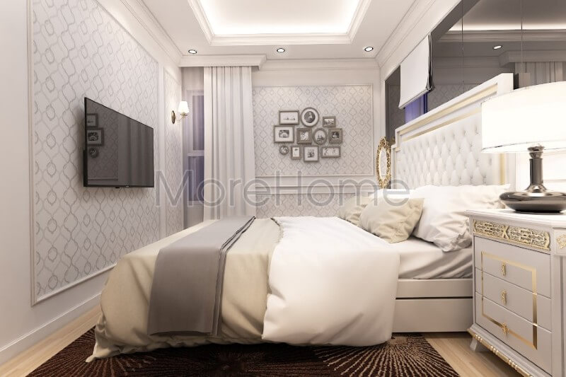 Thiết kế nội thất phòng ngủ chung cư đẹp với phong cách tân cổ điển Nội thất chung cư tân cổ điển đẹp