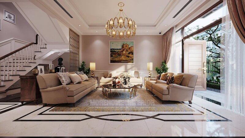 Mẫu sofa bọc da cao cấp phong cách tân cổ điển