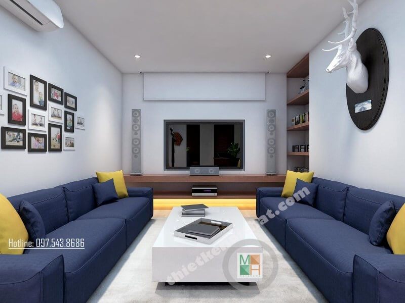 Bộ sofa bọc vải khung gỗ tự nhiên được coi là điểm nhấn thú vị cho căn phòng thêm nổi bật và cuốn hút hơn