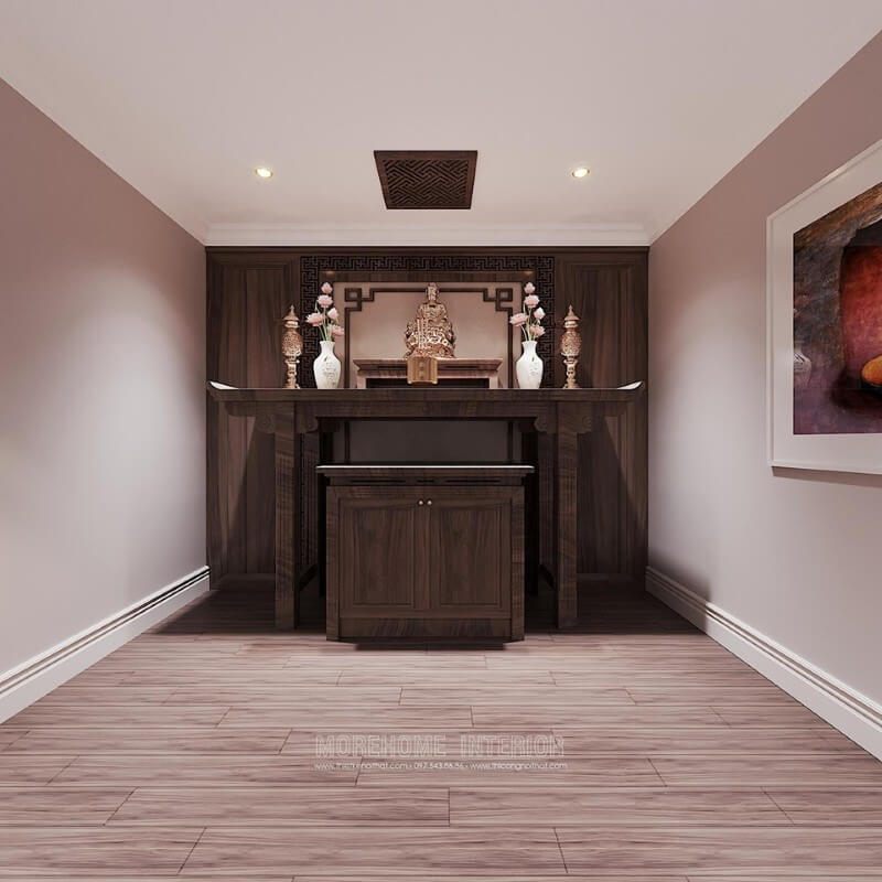 Morehome đề nghị một mẫu phòng thờ đơn giản nhưng đẹp cho nhà biệt thự.